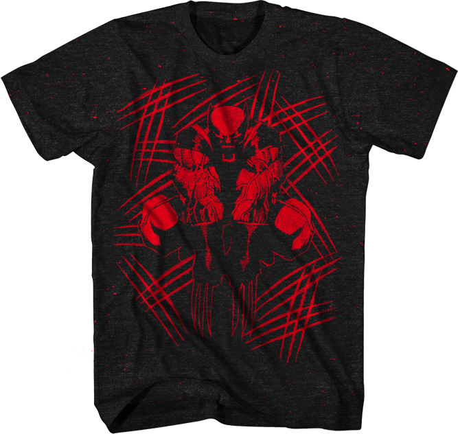 X-Men Wolverine Stipple Slash Black T-Shirt Large