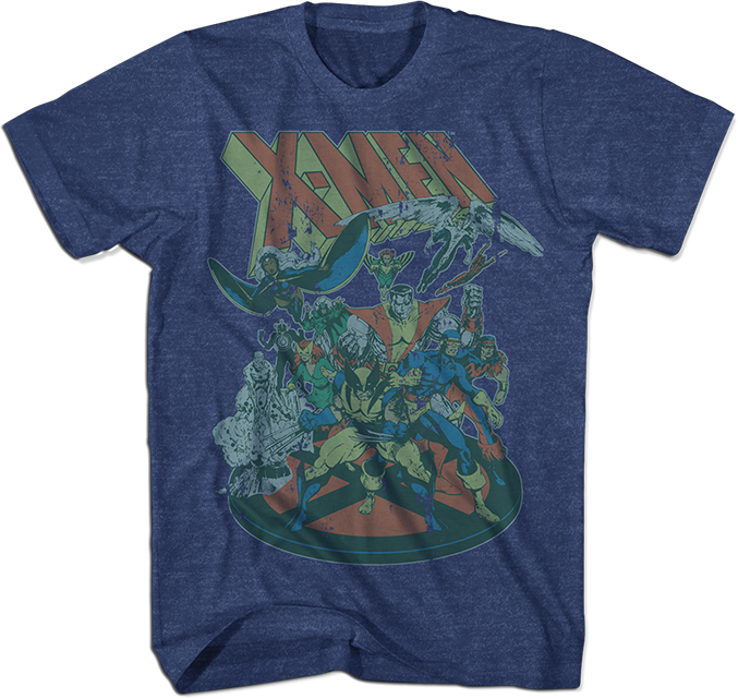 X-Men 80s 1 Navy Heather T-Shirt Large