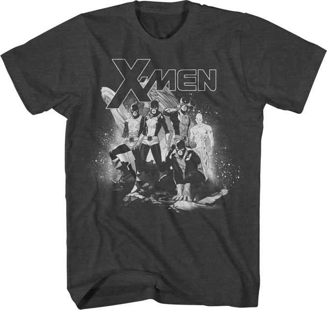 X-Men Clouded Group Charcoal Heather T-Shirt Large
