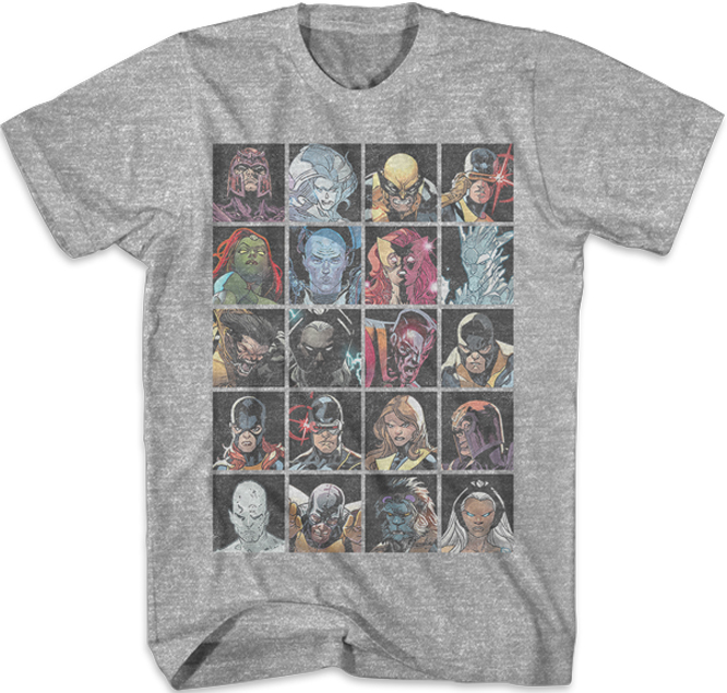 X-Men Many Men Heather Grey T-Shirt Large