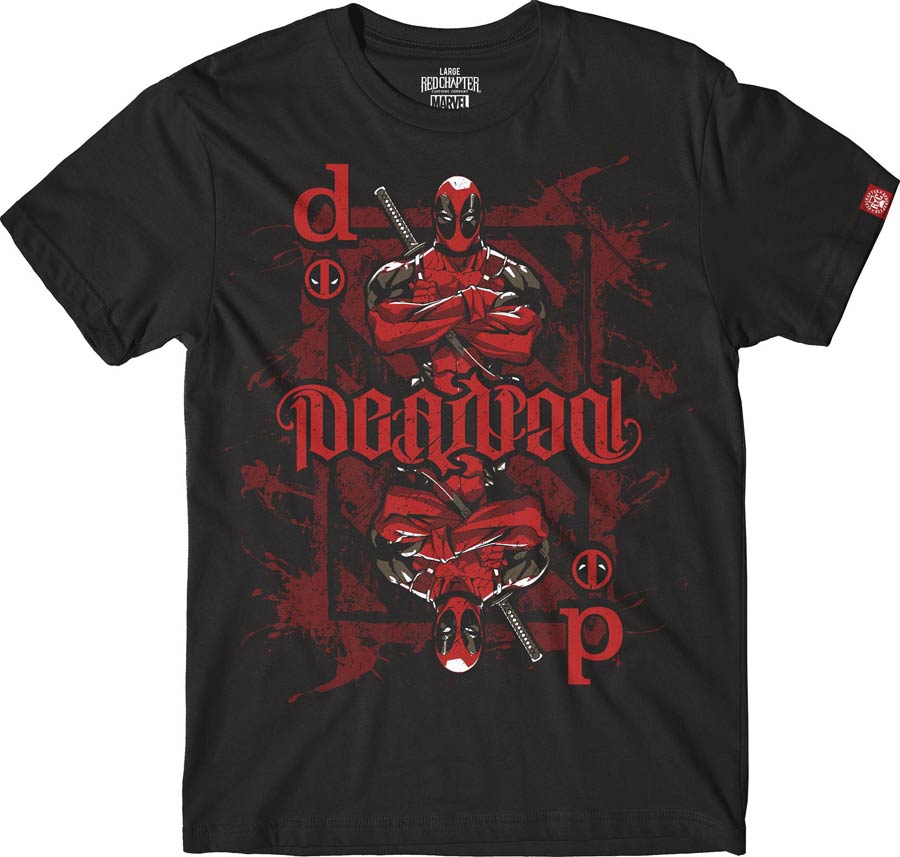 Marvel Deadpool King Card Black T-Shirt Large