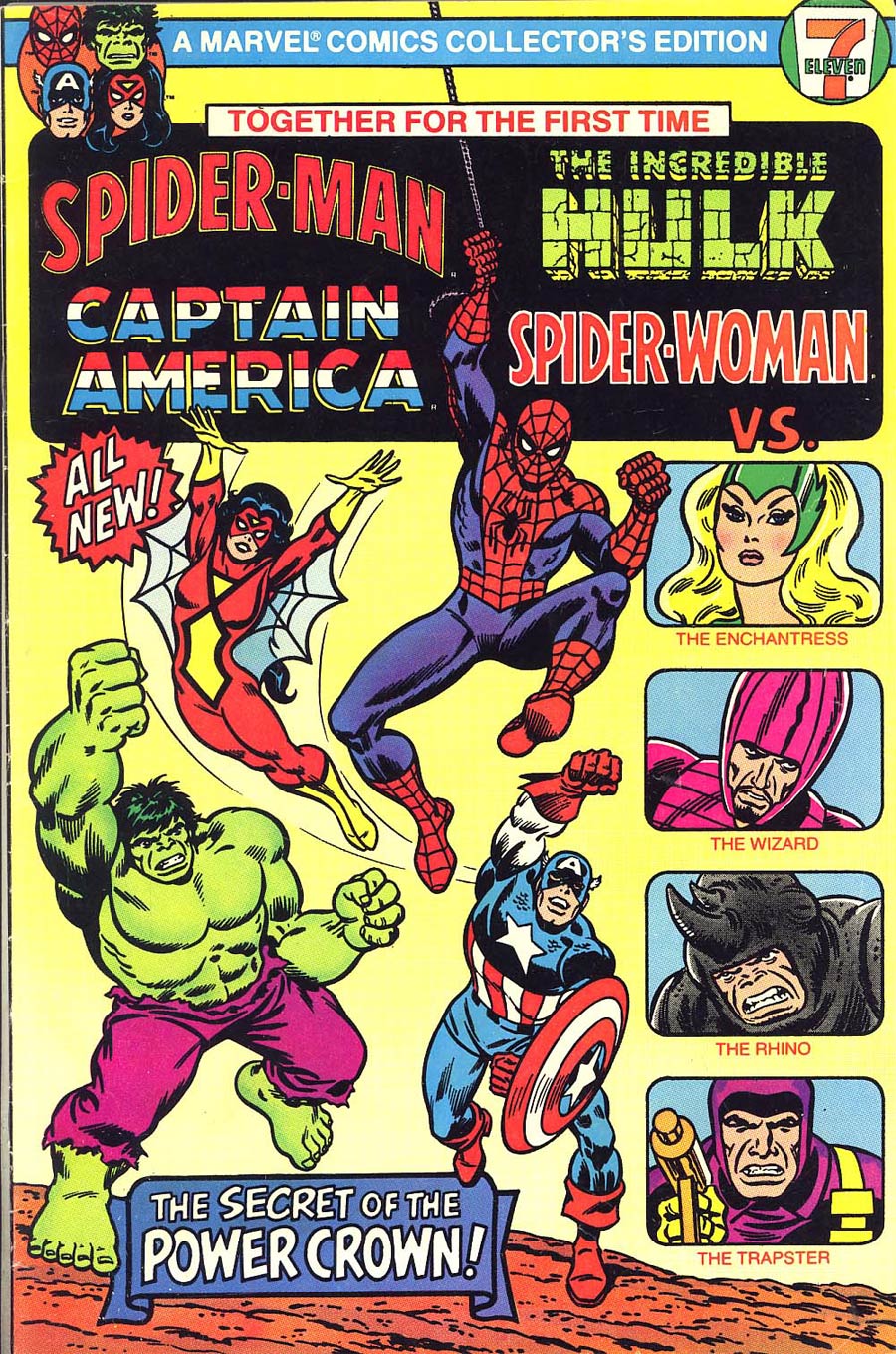 Spider-Man Captain America Incredible Hulk Spider-Woman 7 Eleven Promo #1 