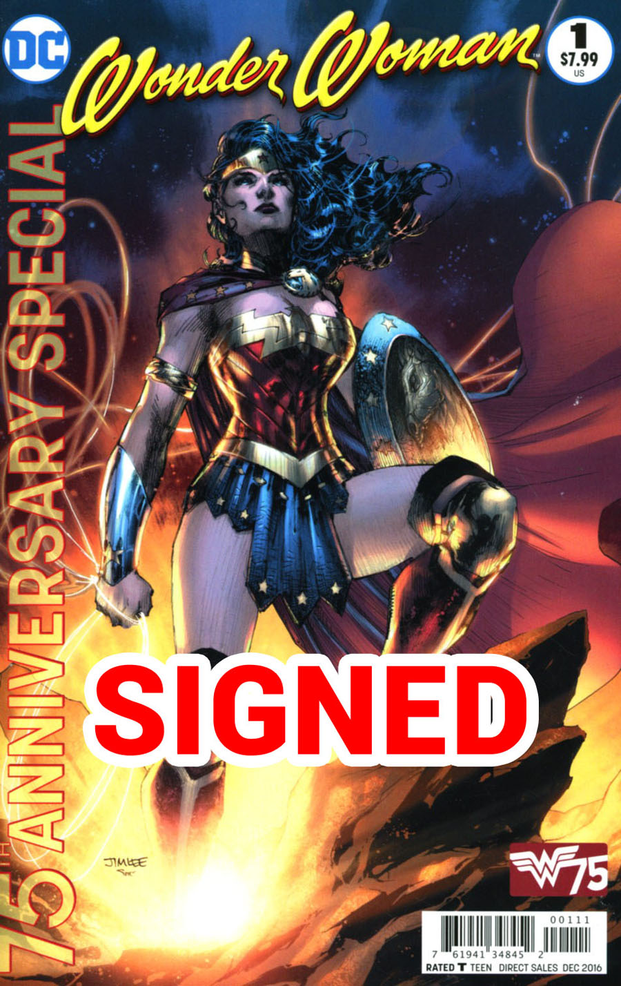 Wonder Woman 75th Anniversary Special #1 Cover D Regular Jim Lee Cover Signed By Gail Simone