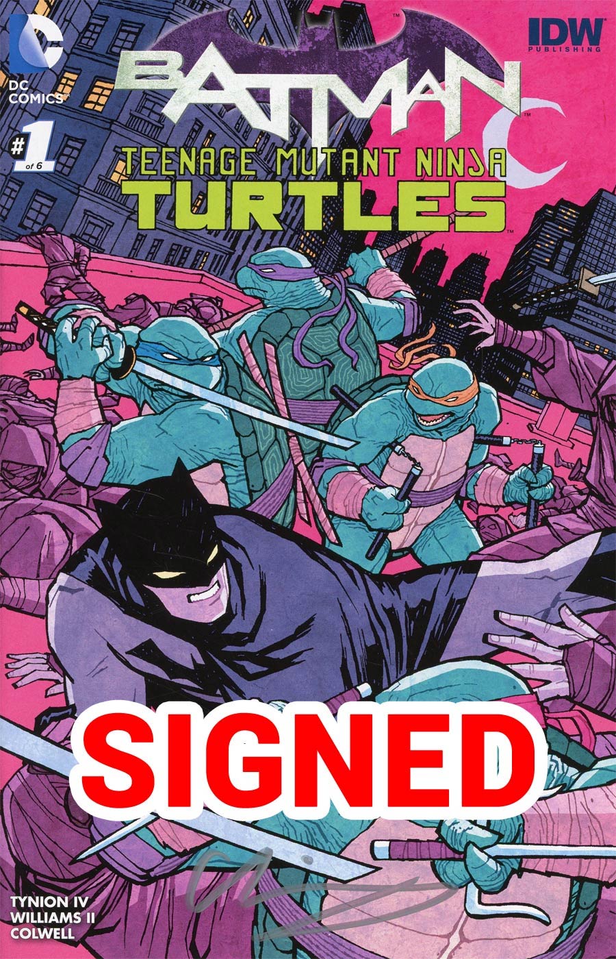 Batman Teenage Mutant Ninja Turtles #1 Cover T Midtown Exclusive Cliff Chiang Color Variant Cover Signed By Cliff Chiang