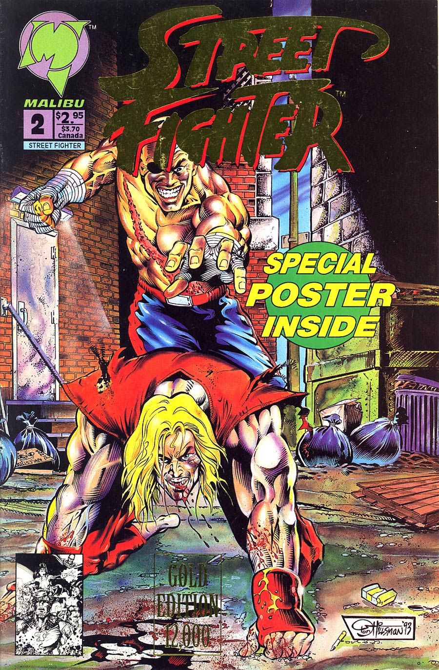 Street Fighter (Malibu) #2 Cover D Gold Edition Foil Without Polybag and Poster