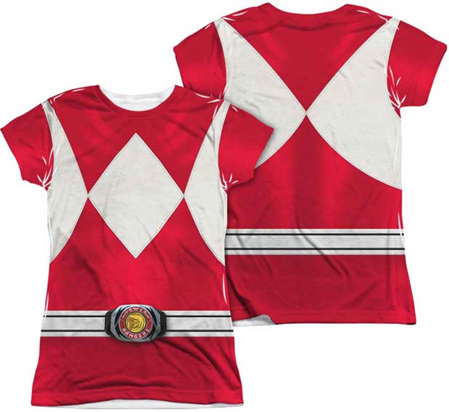 Mighty Morphin Power Ranger Red Ranger Costume Womens Sublimation T-Shirt Large