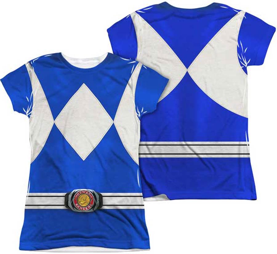 Mighty Morphin Power Ranger Blue Ranger Costume Womens Sublimation T-Shirt Large