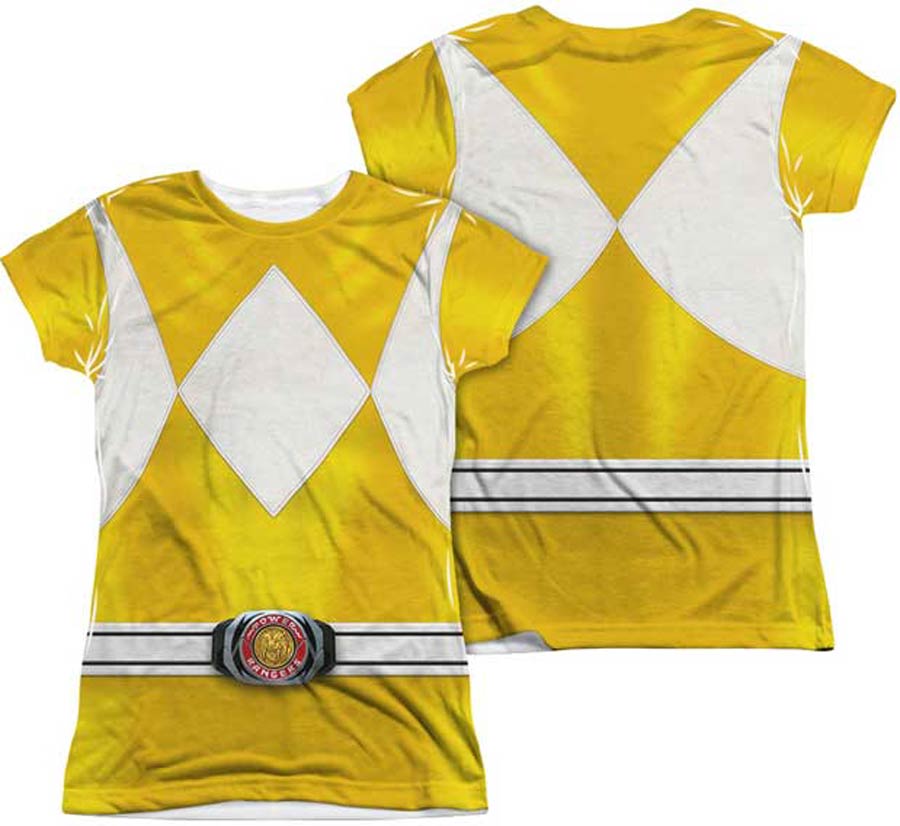 Mighty Morphin Power Ranger Yellow Ranger Costume Womens Sublimation T-Shirt Large
