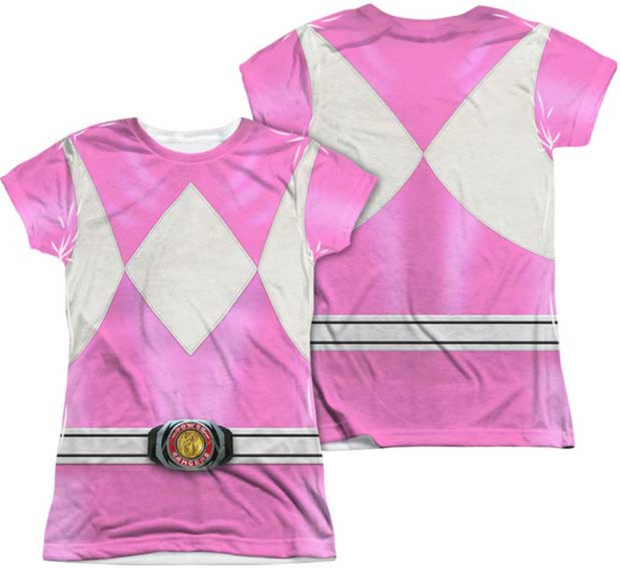 Mighty Morphin Power Ranger Pink Ranger Costume Womens Sublimation T-Shirt Large