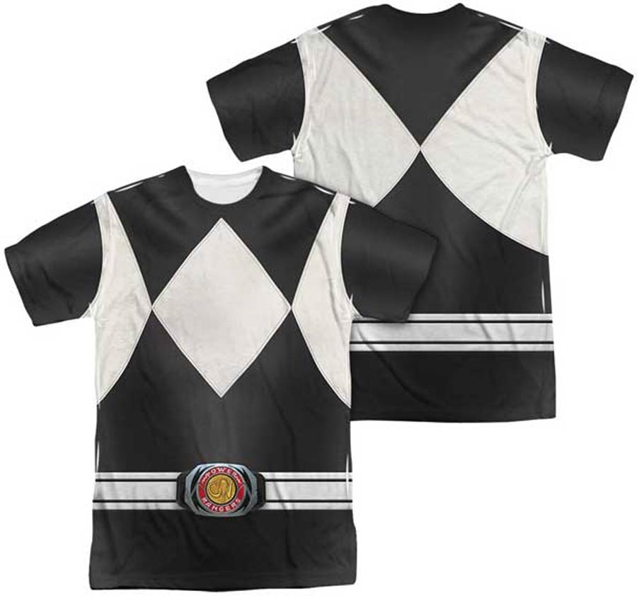 Mighty Morphin Power Ranger Black Ranger Costume Mens Sublimation T-Shirt Large