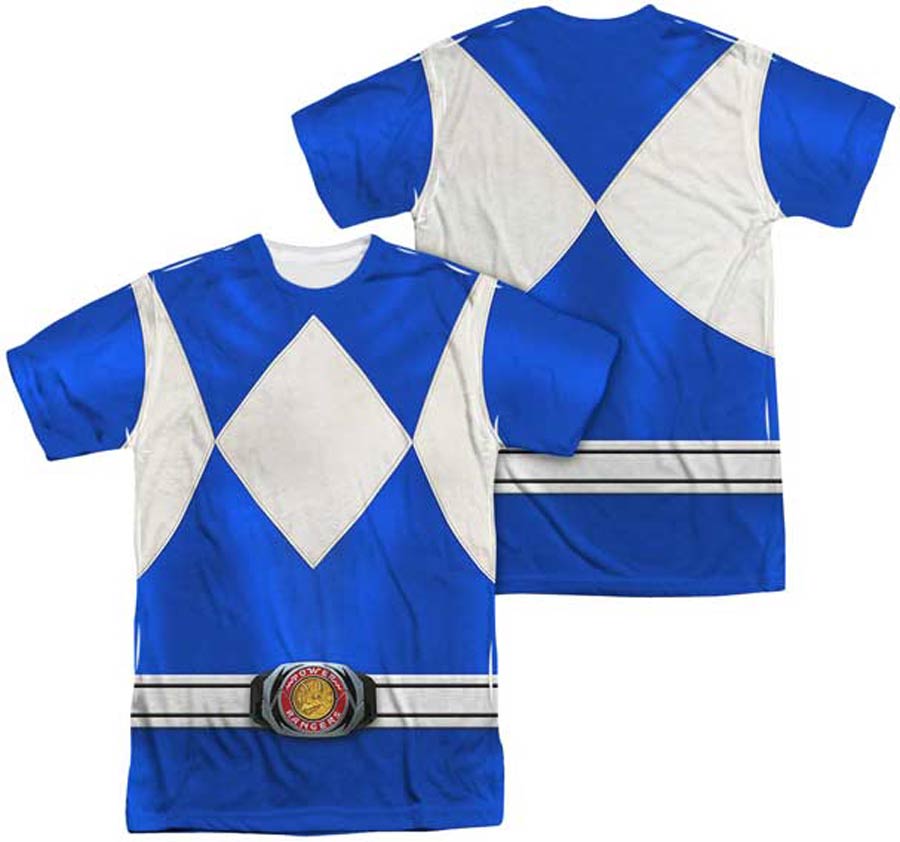 Mighty Morphin Power Ranger Blue Ranger Costume Mens Sublimation T-Shirt Large