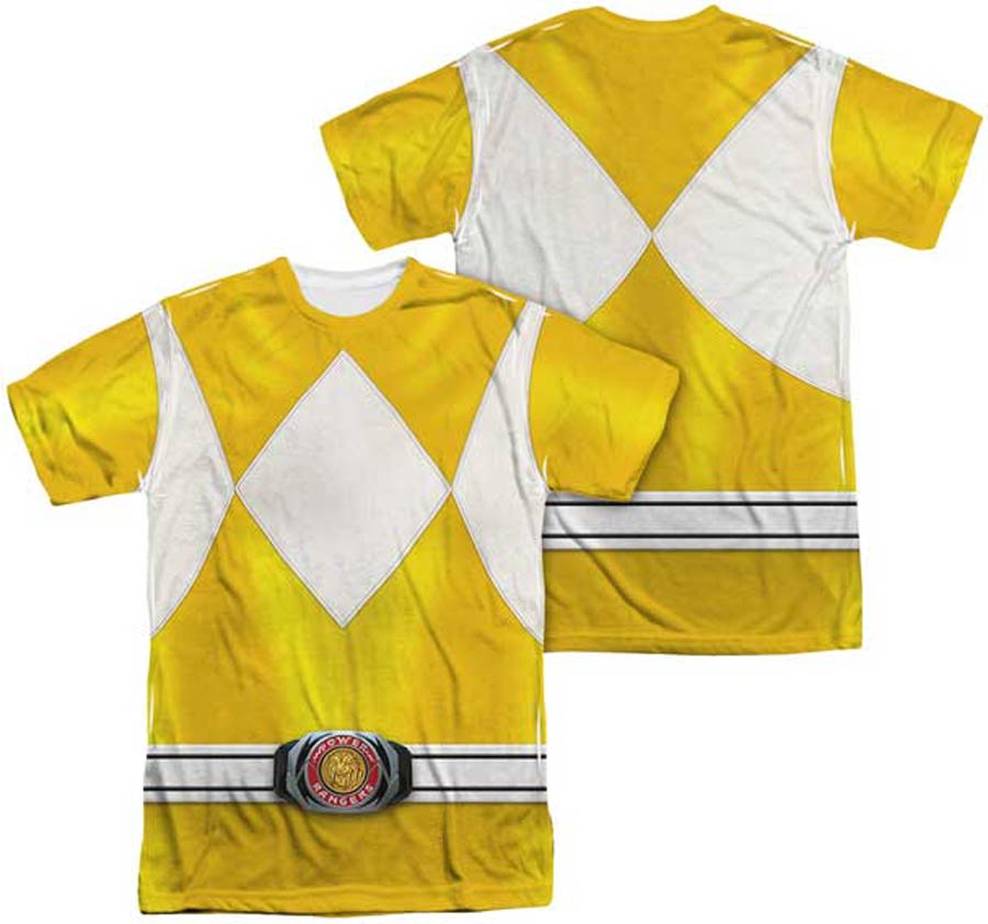 Mighty Morphin Power Ranger Yellow Ranger Costume Mens Sublimation T-Shirt Large