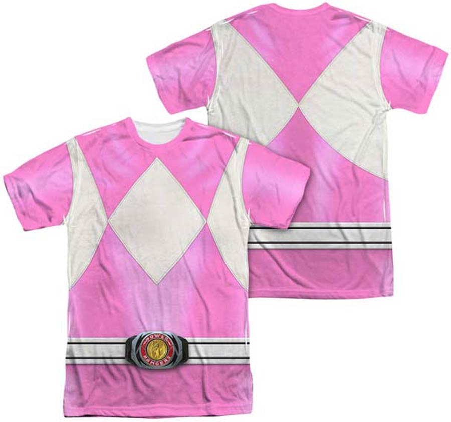 Mighty Morphin Power Ranger Pink Ranger Costume Mens Sublimation T-Shirt Large