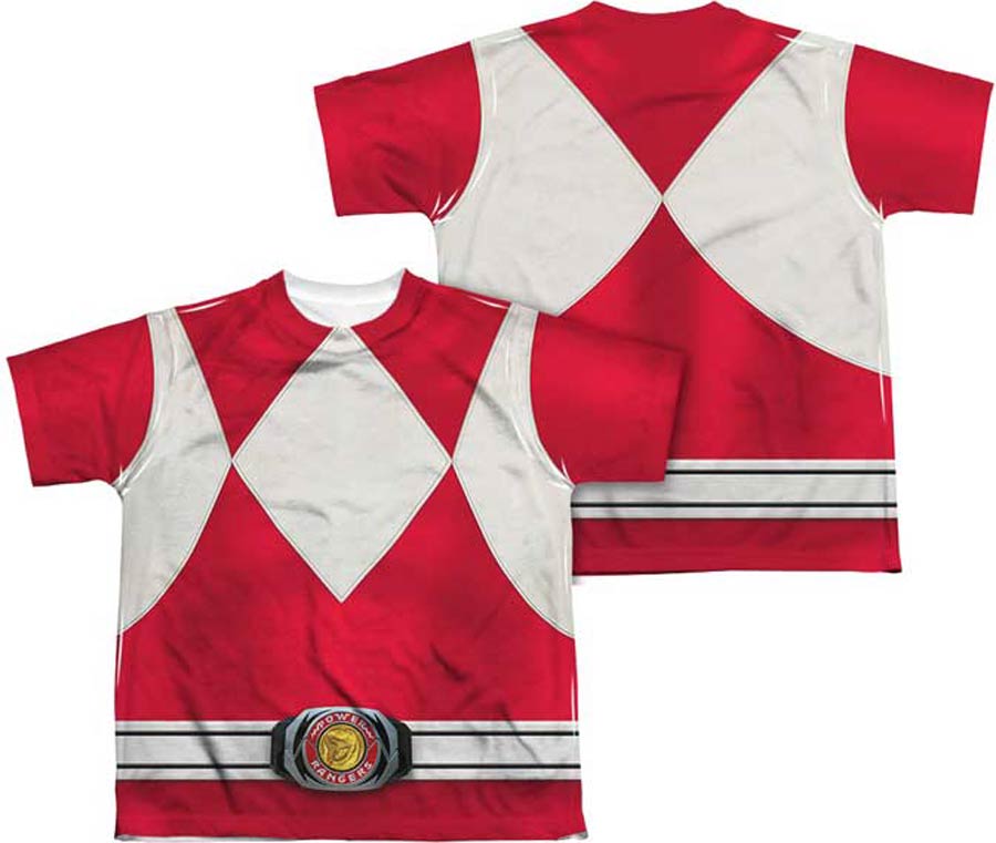 Mighty Morphin Power Ranger Red Ranger Costume Youth Sublimation T-Shirt Large