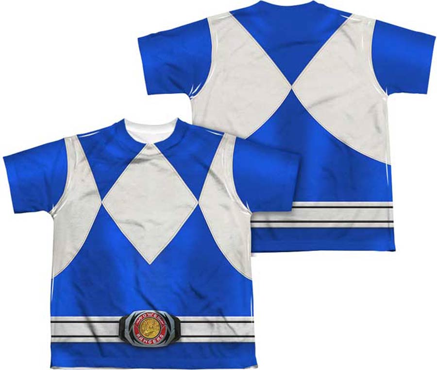 Mighty Morphin Power Ranger Blue Ranger Costume Youth Sublimation T-Shirt Large