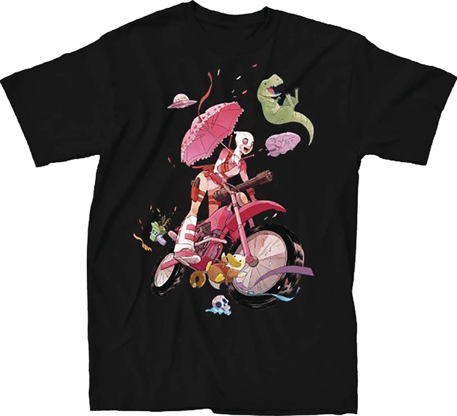 Gwenpool Extreme Bike Challenge Black T-Shirt Large