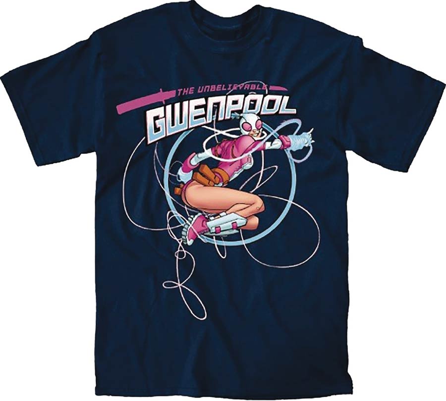 Gwenpool Gwen On The Ropes Navy T-Shirt Large