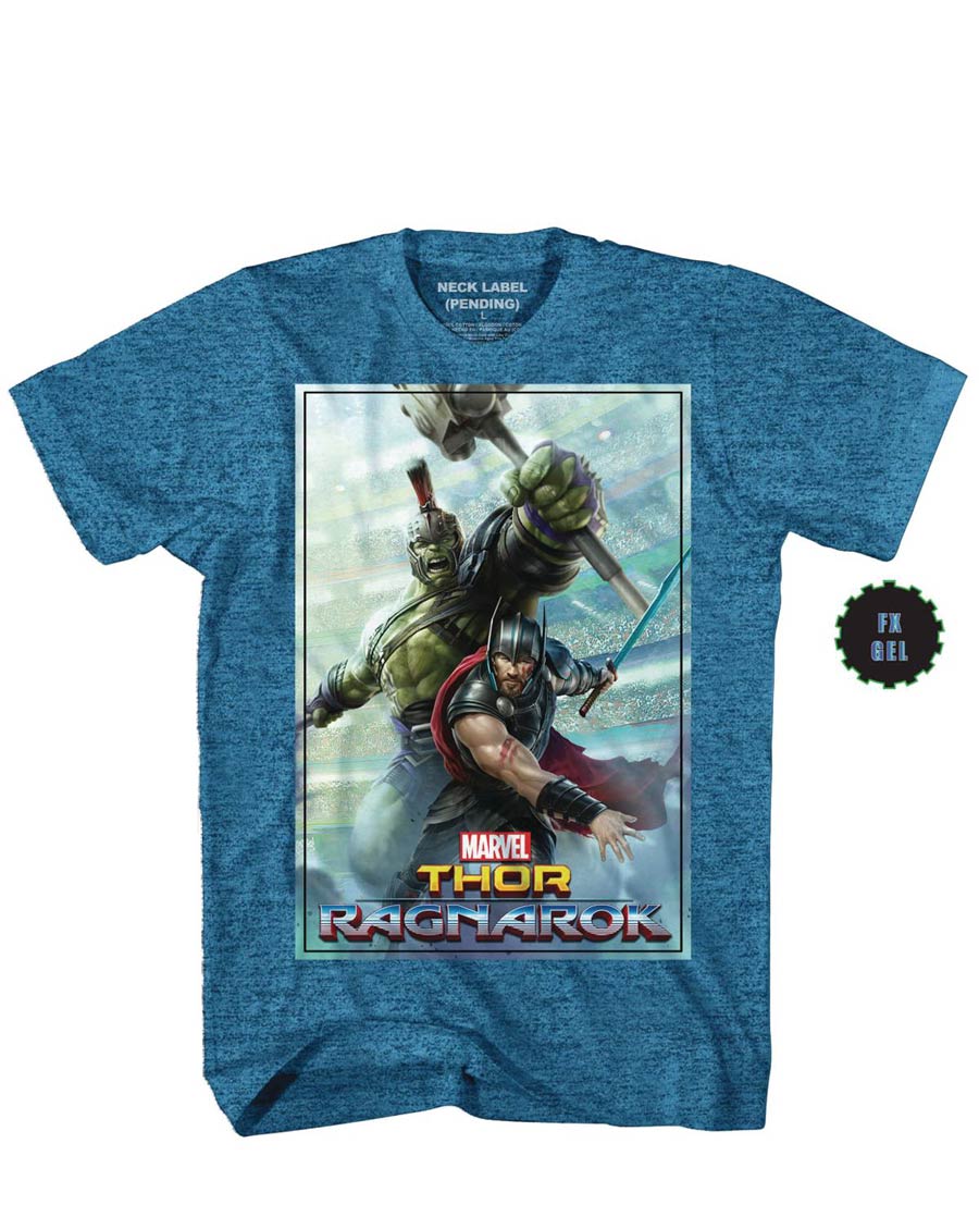 Thor Ragnarok Stadium Poster Navy Heather T-Shirt Large