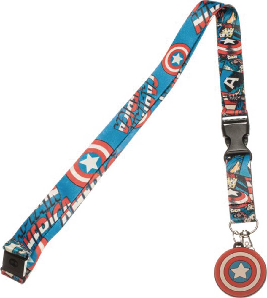 Marvel Lanyard - Captain America Comic Print Logo