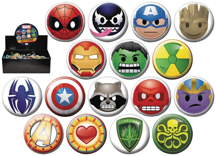 Marvel Emoji Button 144-Piece Assortment Case