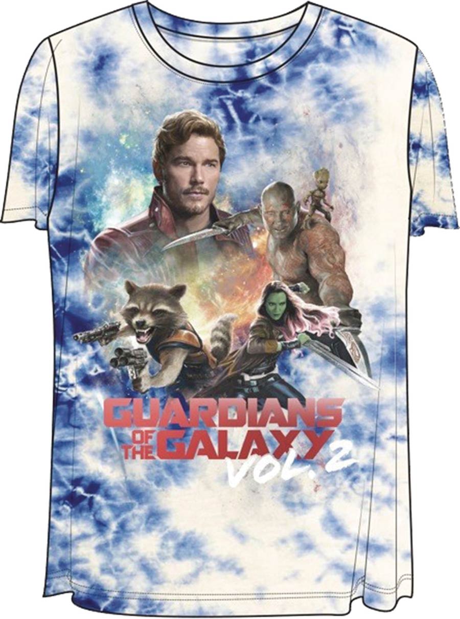 Guardians Of The Galaxy Vol 2 80s Tie Dye Movie Poster Womens Boyfriend T-Shirt Large