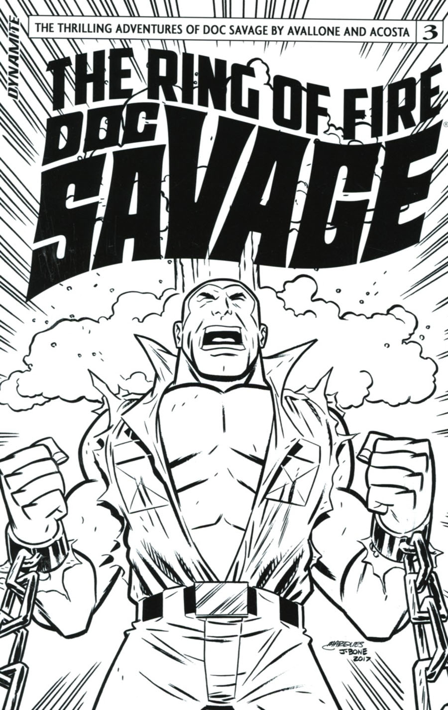 Doc Savage Ring Of Fire #3 Cover D Incentive Anthony Marques Black & White Cover