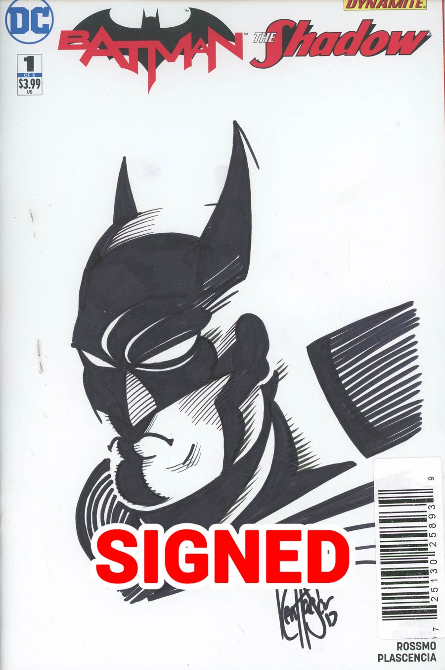 Batman The Shadow #1 Cover H DF Signed & Remarked With A Batman Sketch By Ken Haeser