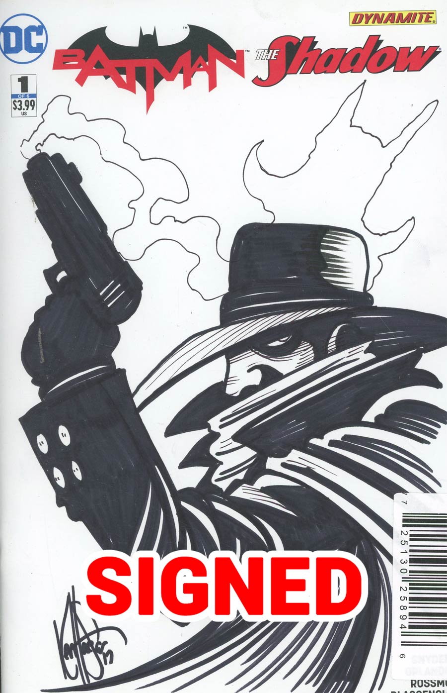 Batman The Shadow #1 Cover I DF Signed & Remarked With A Shadow Sketch By Ken Haeser