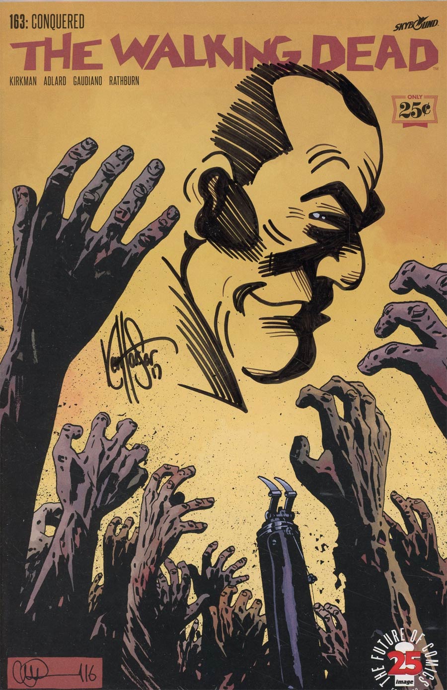 Walking Dead #163 Cover G DF Signed & Remarked With A Negan Sketch By Ken Haeser