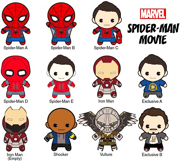 Marvel Spider-Man Homecoming Series 1 3D Foam Collectible Keyring Blind Mystery Box