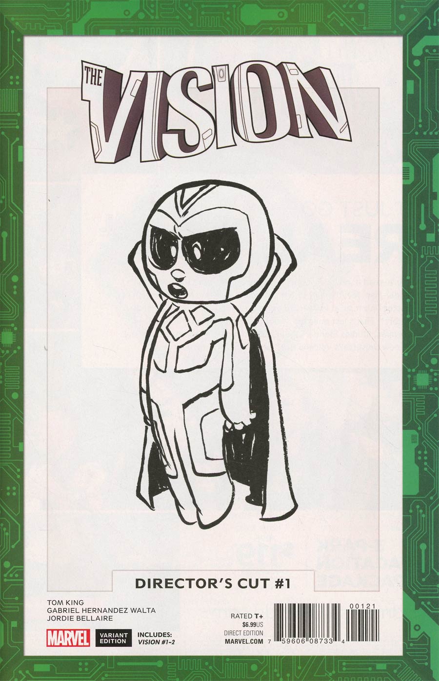 Vision Vol 2 Directors Cut #1 Cover B Variant Skottie Young Baby Black & White Cover
