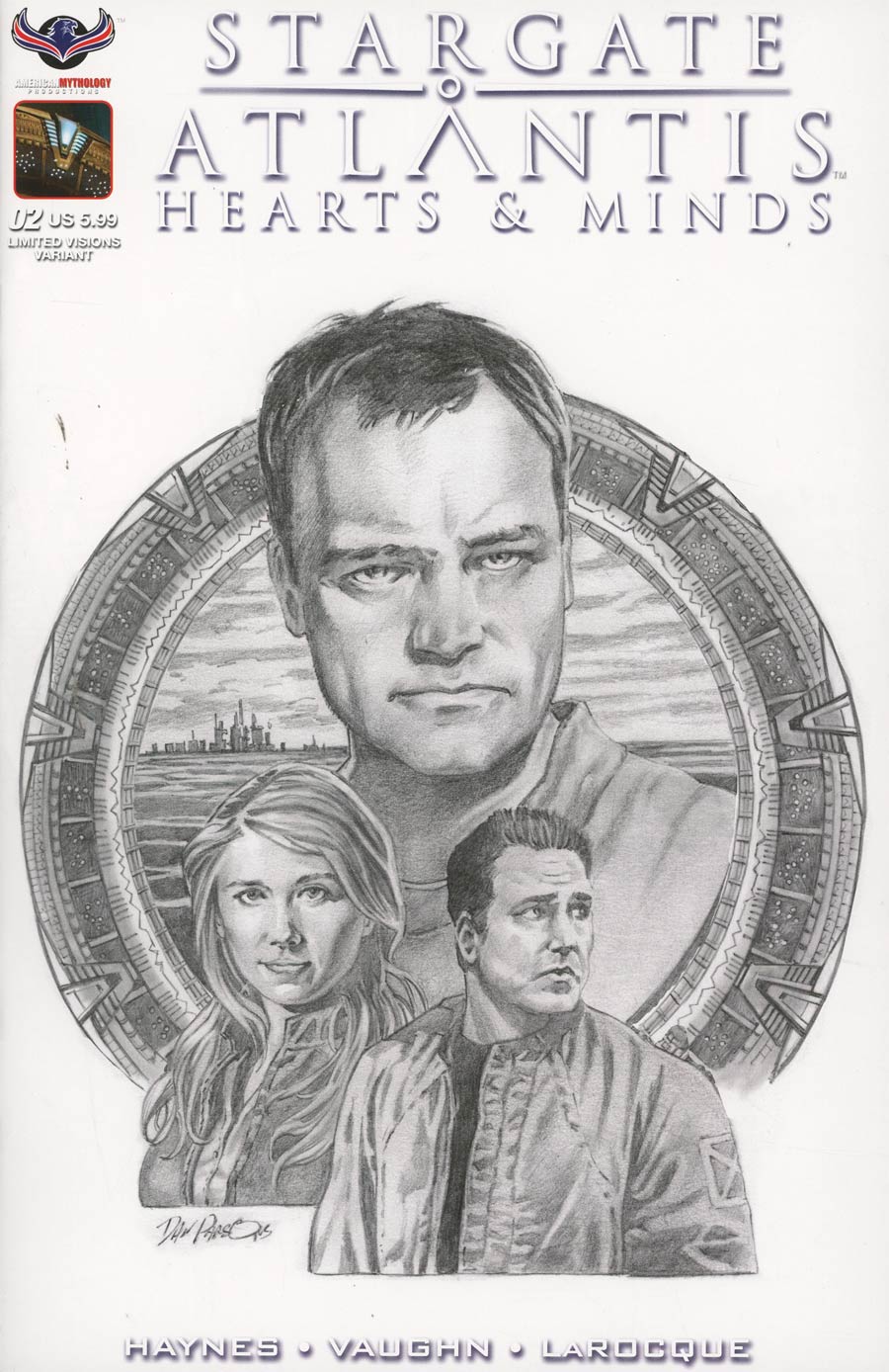 Stargate Atlantis Hearts & Minds #2 Cover C Variant Dan Parsons Limited Visions In Black & White Premium Cover