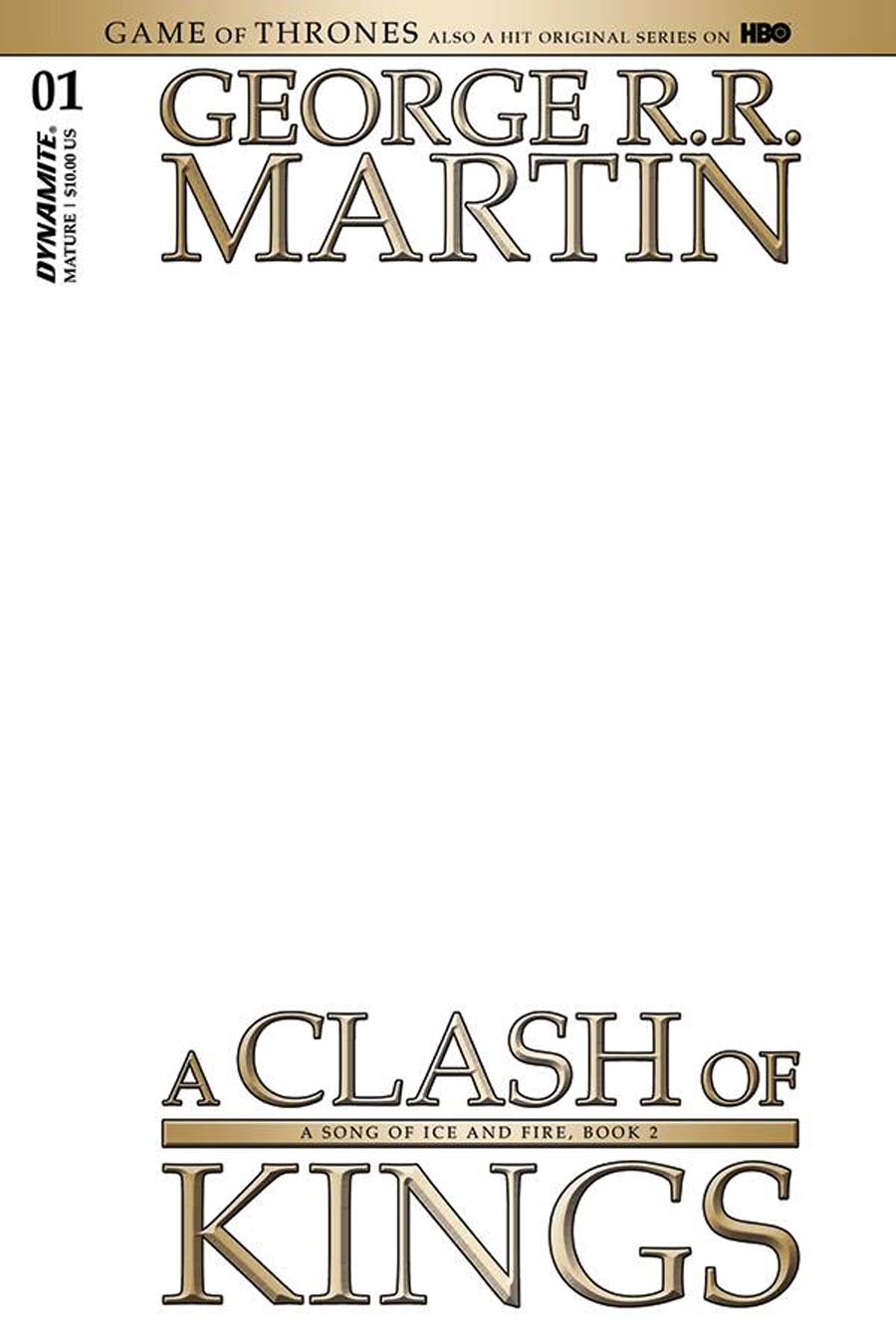 Game Of Thrones Clash Of Kings #1 Cover K Variant Blank Authentix Cover