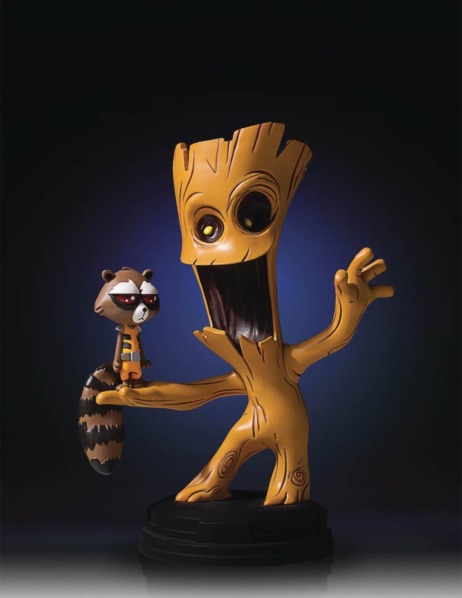 Marvel Animated Style Groot & Rocket Racoon Statue