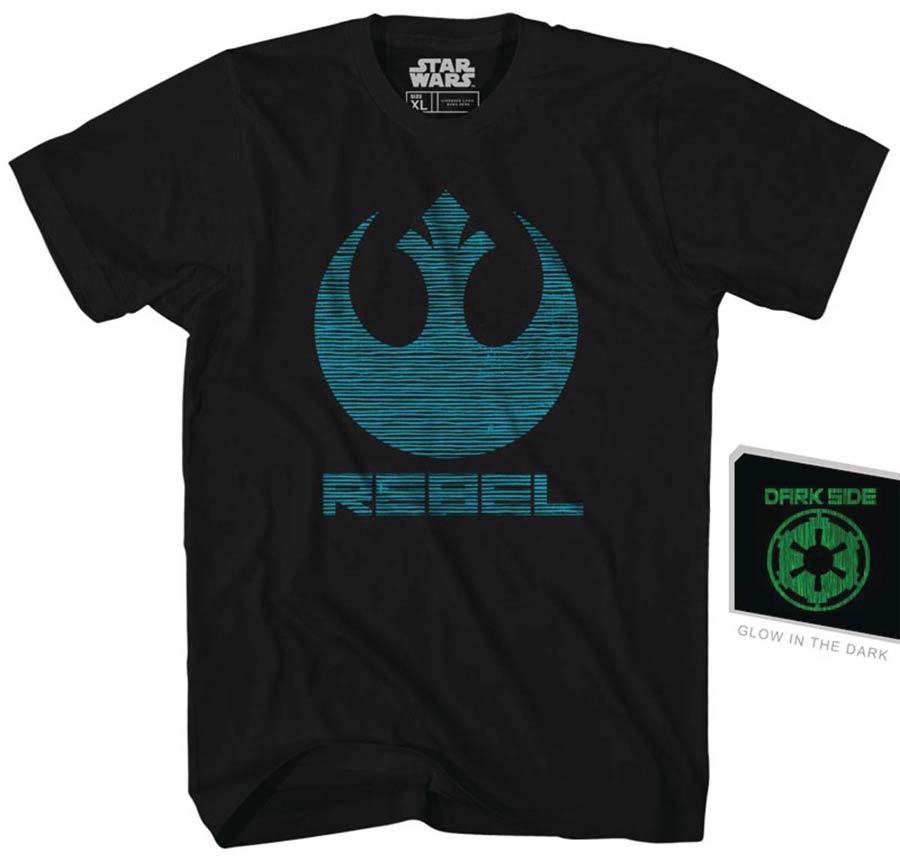 Star Wars Double Agent Glow-In-The-Dark Previews Exclusive Black T-Shirt Large