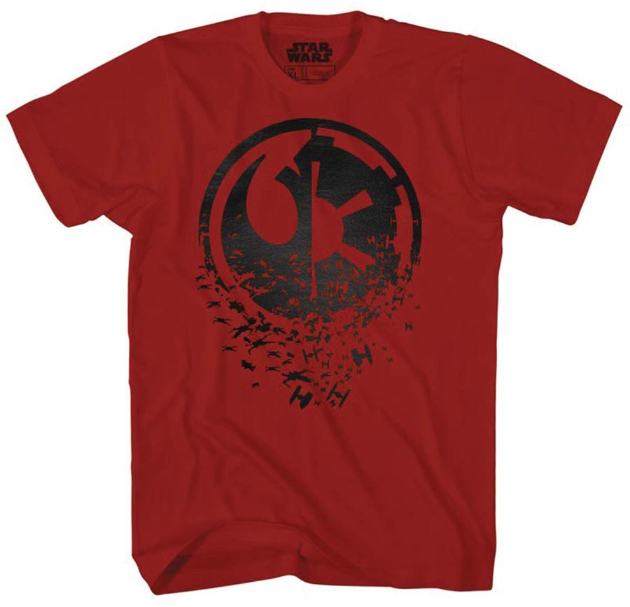 Star Wars Duel Side Previews Exclusive Black Foil Cardinal Red T-Shirt Large