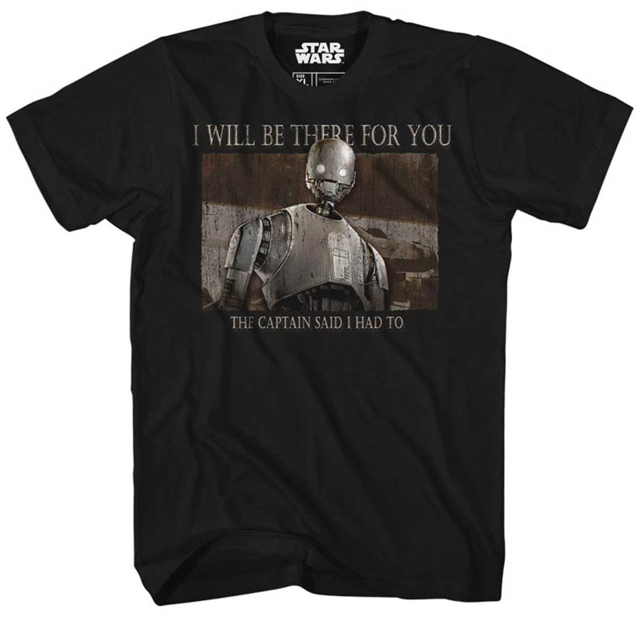 Star Wars Rogue One I Will Be There For You Previews Exclusive Black T-Shirt Large