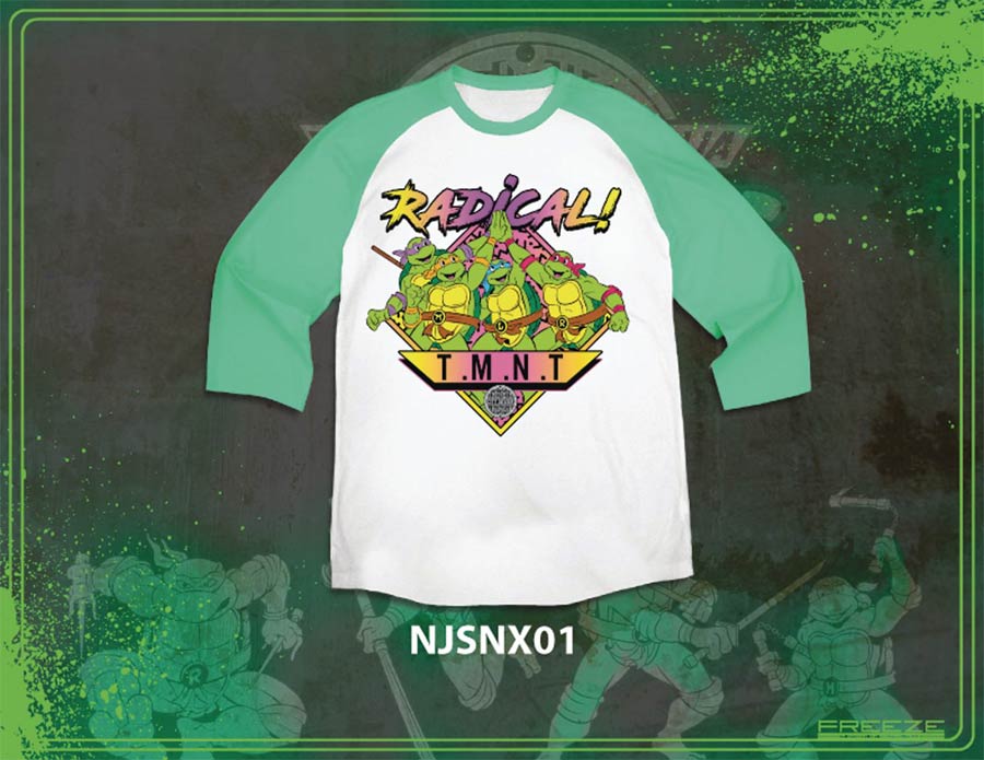 Teenage Mutant Ninja Turtles Radical White Seafoam Raglan Shirt Large