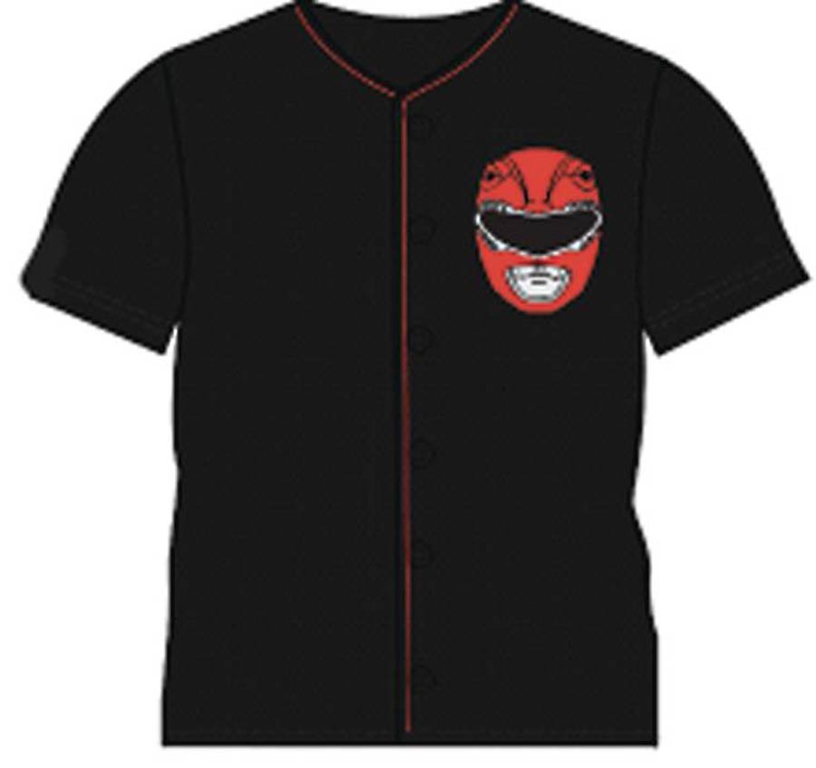 Power Rangers Red Ranger Black Baseball T-Shirt Small