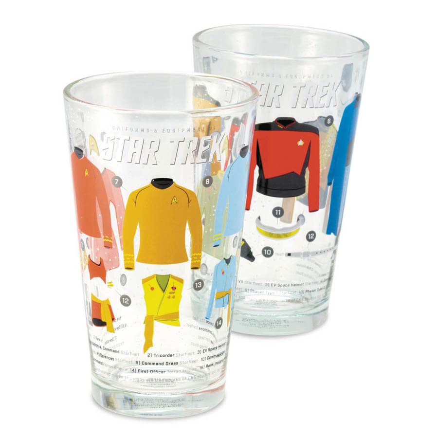 Star Trek Uniforms Pint Glass 2-Piece Set