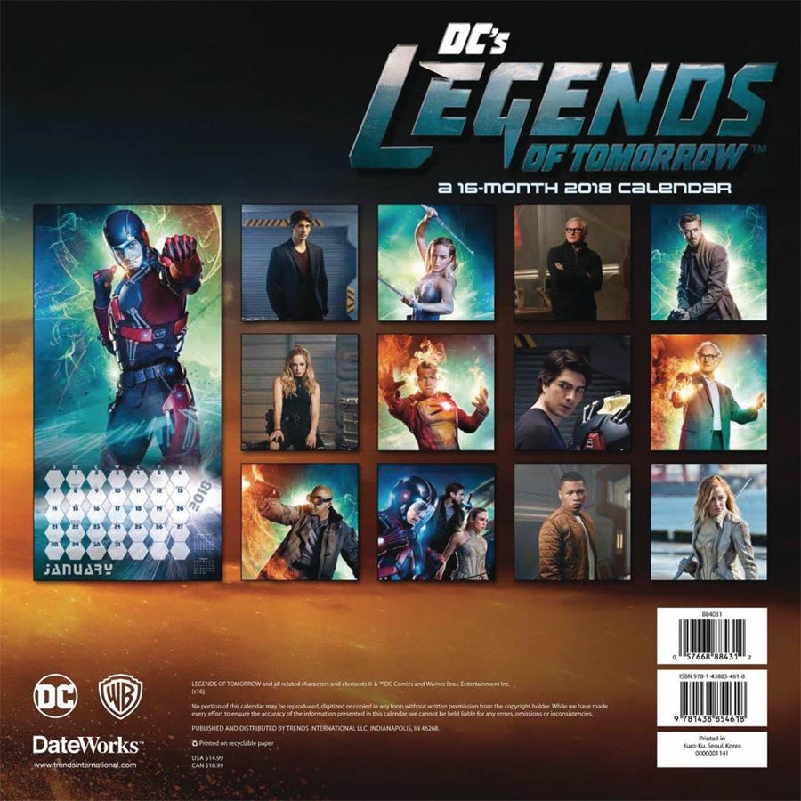 Legends Of Tomorrow 2018 12x12-inch Wall Calendar