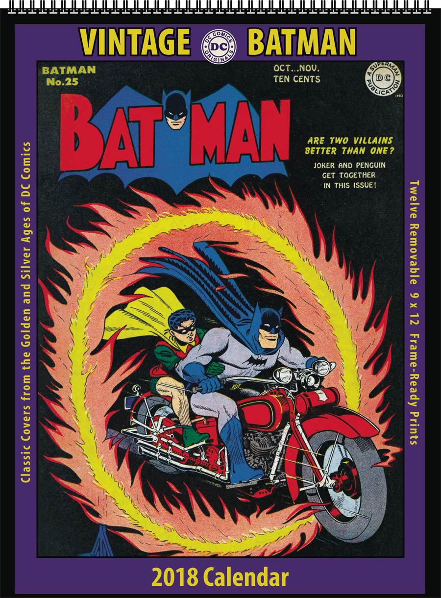 Vintage DC Comics Batman 2018 12-Month Wall Calendar