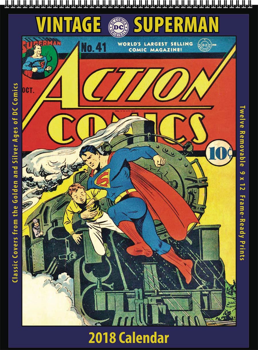 Vintage DC Comics Superman 2018 12-Month Wall Calendar