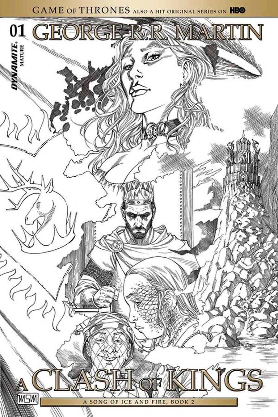 Game Of Thrones Clash Of Kings #1 Cover E Incentive Mike Miller Black & White Cover