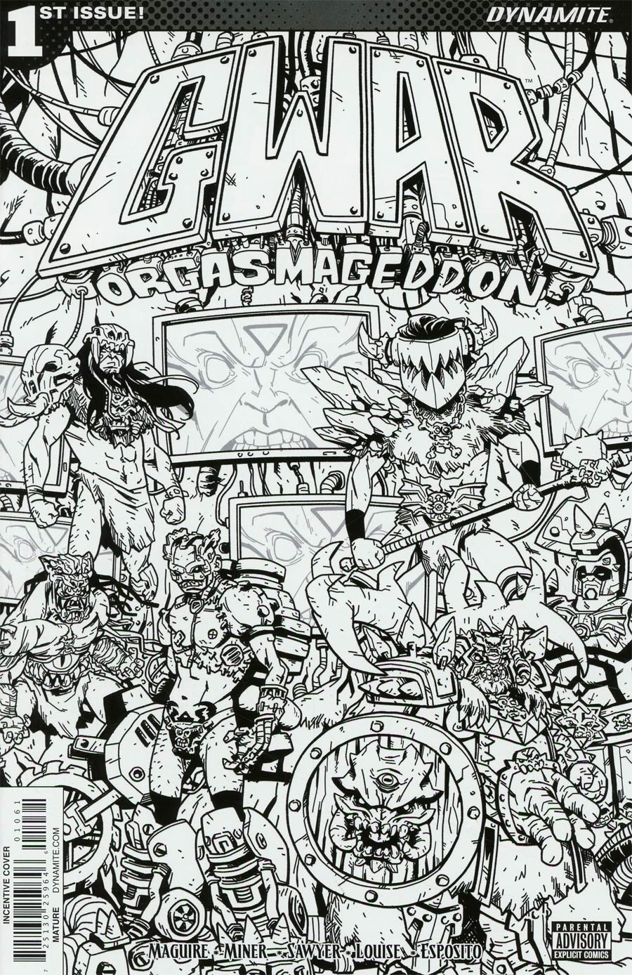 GWAR Orgasmageddon #1 Cover F Incentive Jonathan Brandon Sawyer Black & White Cover