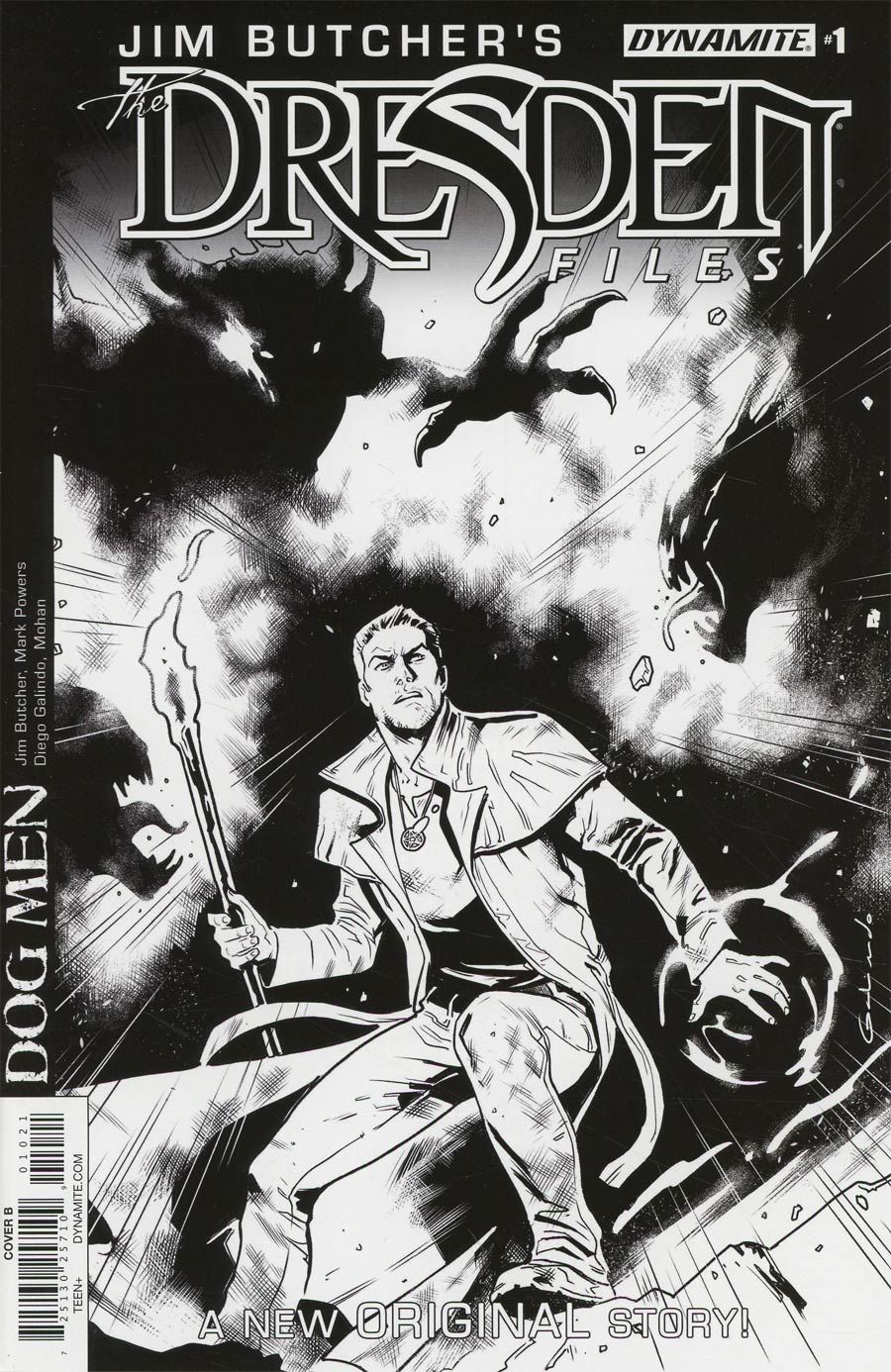Jim Butchers Dresden Files Dog Men #1 Cover B Incentive Diego Galindo Black & White Cover