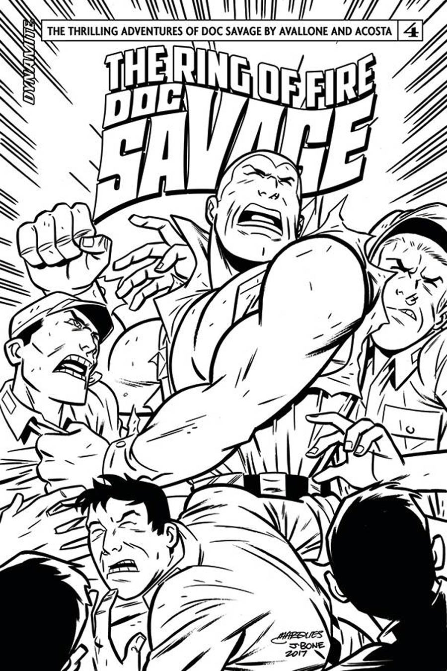 Doc Savage Ring Of Fire #4 Cover D Incentive Anthony Marques Black & White Cover