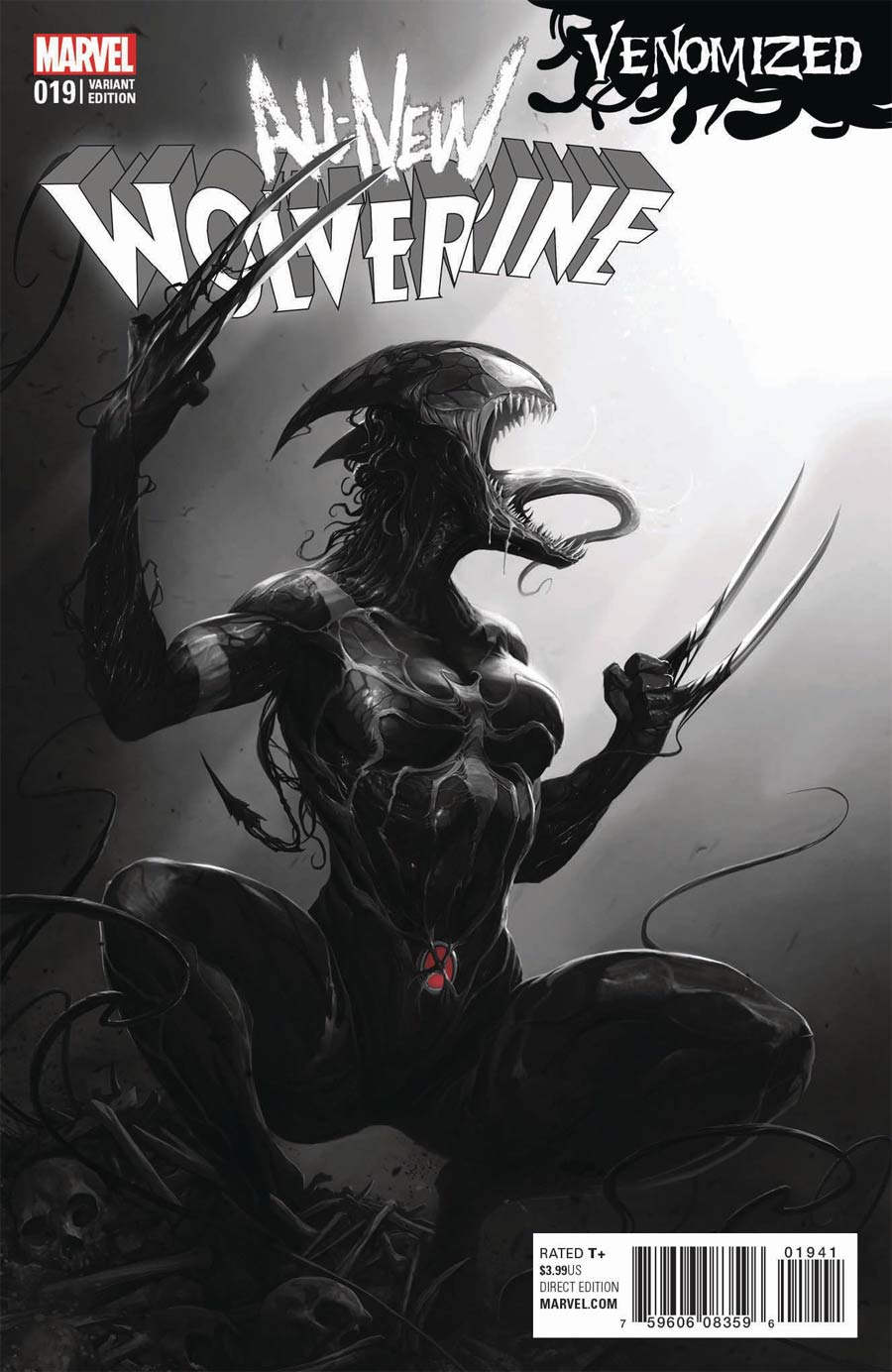 All-New Wolverine #19 Cover E Incentive Francesco Mattina Venomized Black & White Variant Cover (Resurrxion Tie-In)