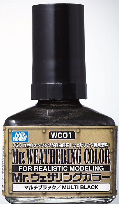 Mr. Weathering Color Paint -  Box Of 6 Units - WC01 Multi Black Bottle