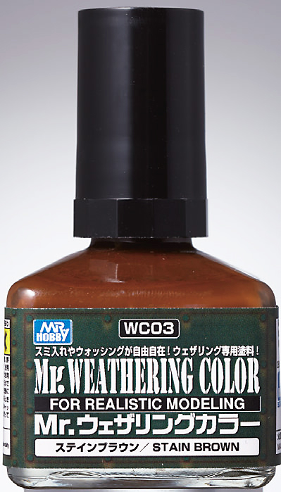 Mr. Weathering Color Paint -  Box Of 6 Units - WC03 Stain Brown Bottle